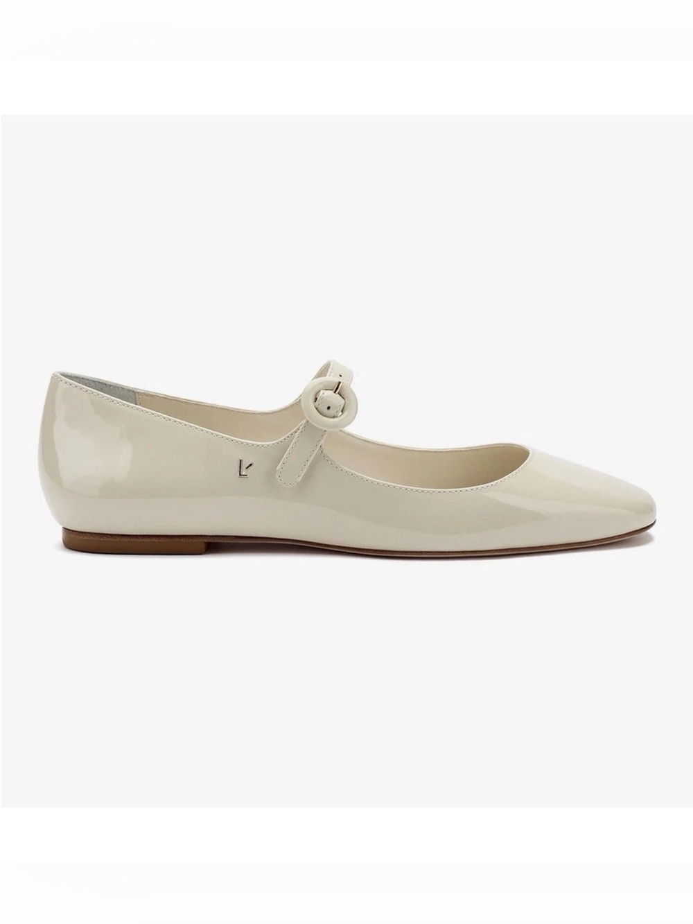 Larroude Blair Ballet Flat - Ivory Patent Leather Size 10